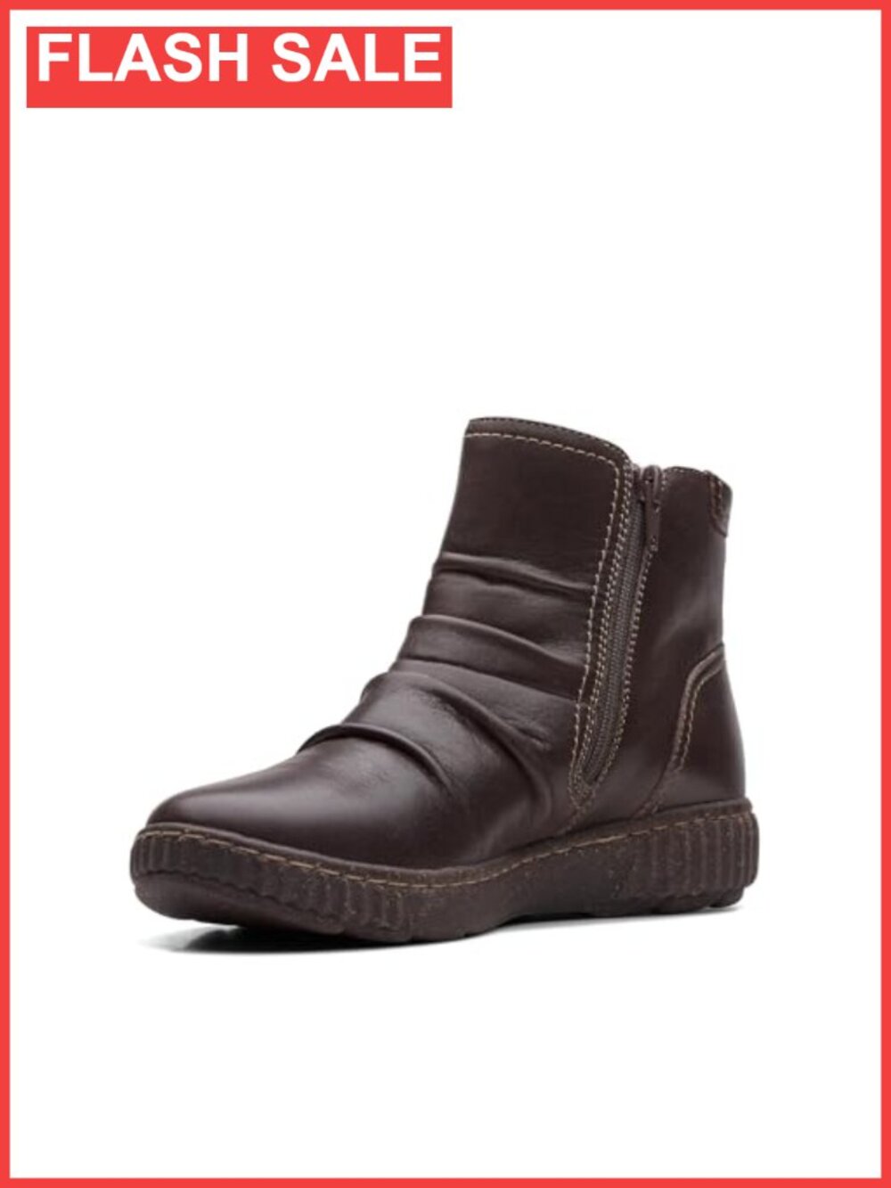 Leather Ankle Bootie with Side Zip Comfort Footbed